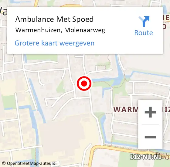 Locatie op kaart van de 112 melding: Ambulance Met Spoed Naar Warmenhuizen, Molenaarweg op 20 augustus 2017 21:49