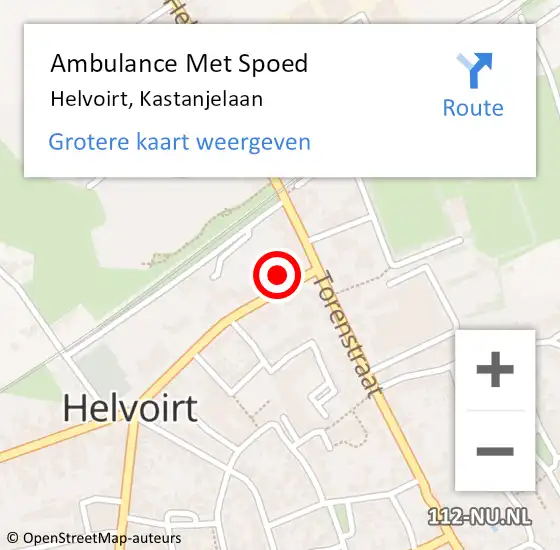 Locatie op kaart van de 112 melding: Ambulance Met Spoed Naar Helvoirt, Kastanjelaan op 20 augustus 2017 22:29