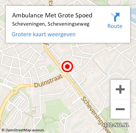 Locatie op kaart van de 112 melding: Ambulance Met Grote Spoed Naar Scheveningen, Scheveningseweg op 30 januari 2014 08:28