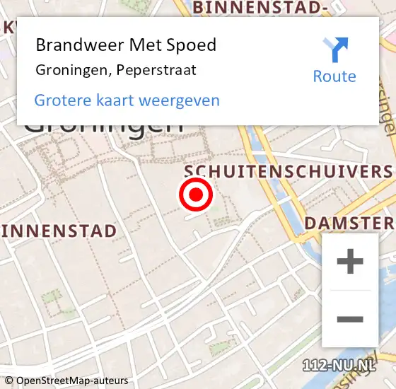 Locatie op kaart van de 112 melding: Brandweer Met Spoed Naar Groningen, Peperstraat op 20 augustus 2017 23:38