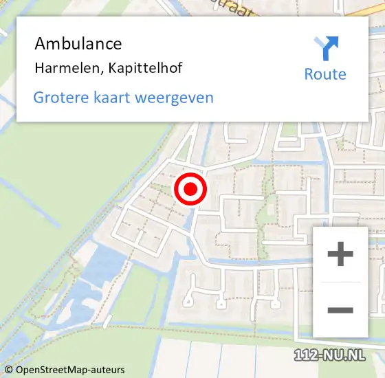 Locatie op kaart van de 112 melding: Ambulance Harmelen, Kapittelhof op 20 augustus 2017 23:43