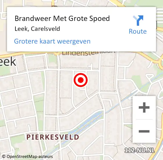 Locatie op kaart van de 112 melding: Brandweer Met Grote Spoed Naar Leek, Carelsveld op 20 augustus 2017 23:45