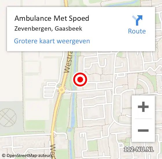 Locatie op kaart van de 112 melding: Ambulance Met Spoed Naar Zevenbergen, Gaasbeek op 21 augustus 2017 00:04