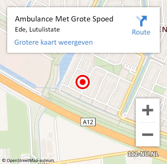 Locatie op kaart van de 112 melding: Ambulance Met Grote Spoed Naar Ede, Lutulistate op 21 augustus 2017 02:08