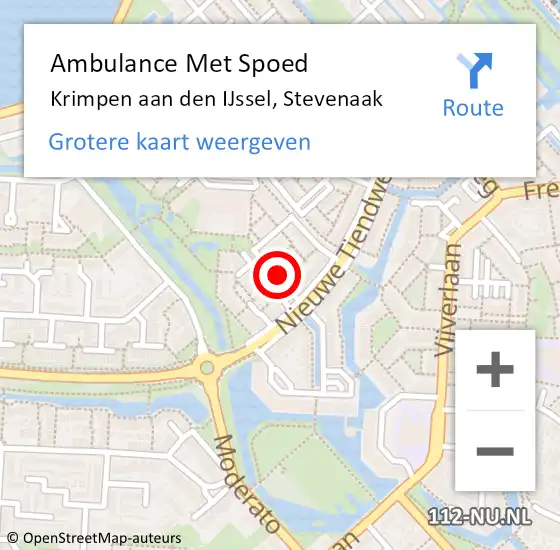Locatie op kaart van de 112 melding: Ambulance Met Spoed Naar Krimpen aan den IJssel, Stevenaak op 21 augustus 2017 02:42
