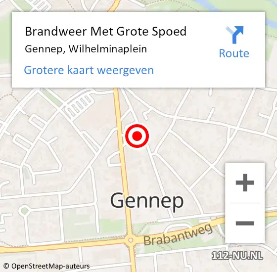 Locatie op kaart van de 112 melding: Brandweer Met Grote Spoed Naar Gennep, Wilhelminaplein op 21 augustus 2017 03:52