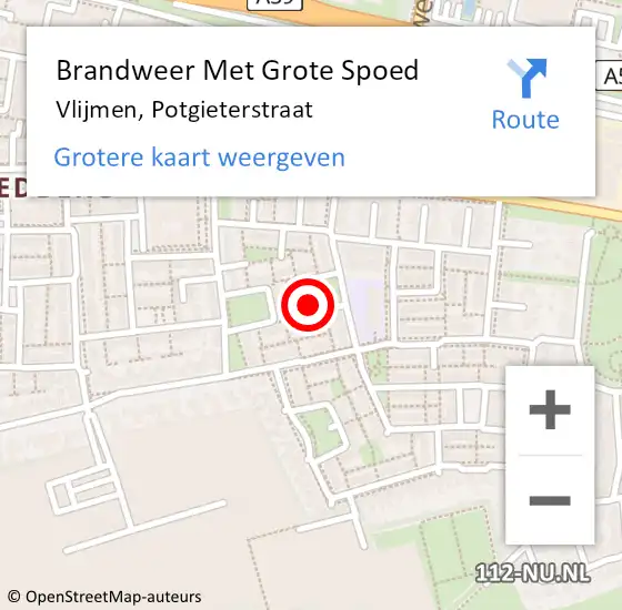 Locatie op kaart van de 112 melding: Brandweer Met Grote Spoed Naar Vlijmen, Potgieterstraat op 21 augustus 2017 04:12