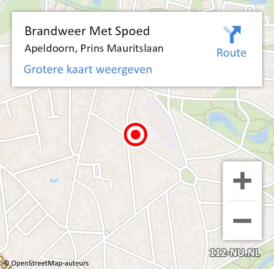 Locatie op kaart van de 112 melding: Brandweer Met Spoed Naar Apeldoorn, Prins Mauritslaan op 21 augustus 2017 05:40