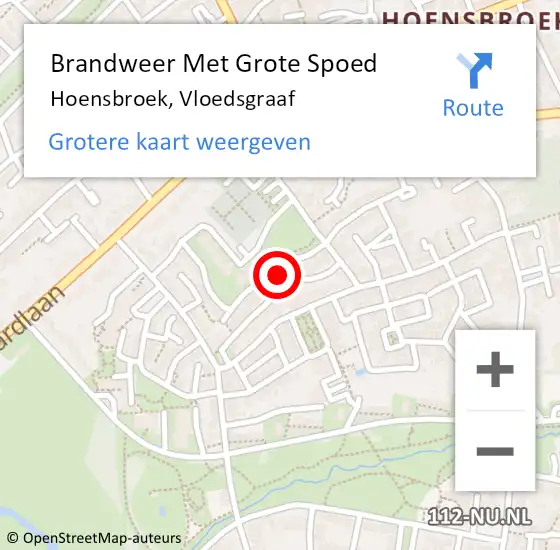 Locatie op kaart van de 112 melding: Brandweer Met Grote Spoed Naar Hoensbroek, Vloedsgraaf op 21 augustus 2017 07:06