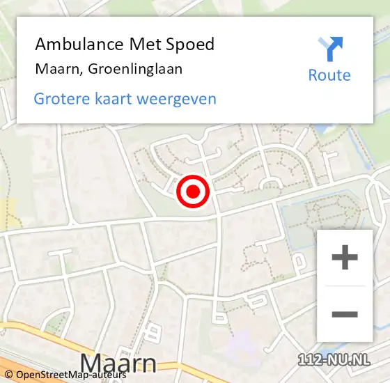 Locatie op kaart van de 112 melding: Ambulance Met Spoed Naar Maarn, Groenlinglaan op 21 augustus 2017 08:13