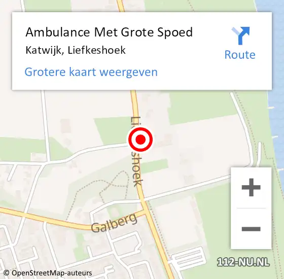 Locatie op kaart van de 112 melding: Ambulance Met Grote Spoed Naar Katwijk, Liefkeshoek op 21 augustus 2017 09:08