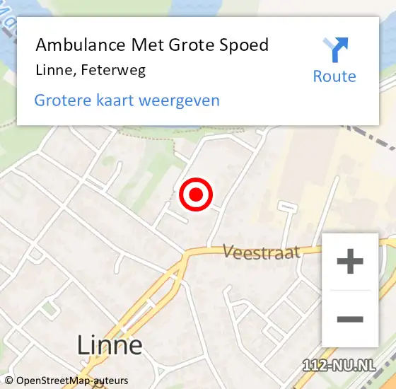 Locatie op kaart van de 112 melding: Ambulance Met Grote Spoed Naar Linne, Feterweg op 21 augustus 2017 09:15