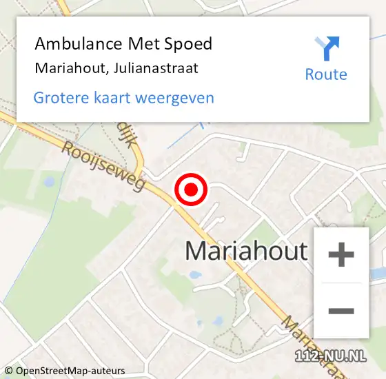 Locatie op kaart van de 112 melding: Ambulance Met Spoed Naar Mariahout, Julianastraat op 21 augustus 2017 09:16