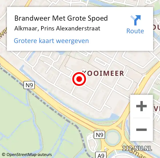 Locatie op kaart van de 112 melding: Brandweer Met Grote Spoed Naar Alkmaar, Prins Alexanderstraat op 21 augustus 2017 10:50
