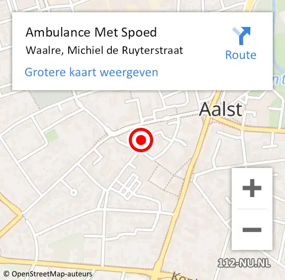 Locatie op kaart van de 112 melding: Ambulance Met Spoed Naar Waalre, Michiel de Ruyterstraat op 21 augustus 2017 11:09