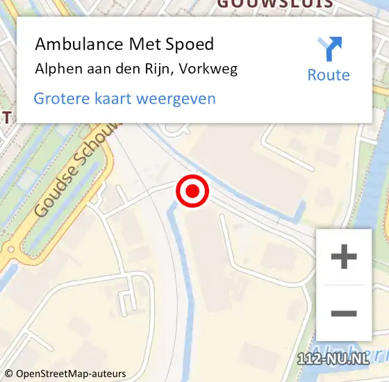 Locatie op kaart van de 112 melding: Ambulance Met Spoed Naar Alphen aan den Rijn, Vorkweg op 21 augustus 2017 11:42