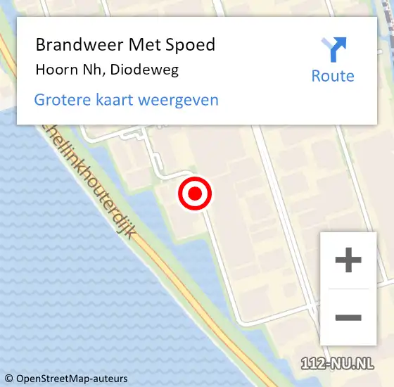 Locatie op kaart van de 112 melding: Brandweer Met Spoed Naar Hoorn Nh, Diodeweg op 21 augustus 2017 12:49