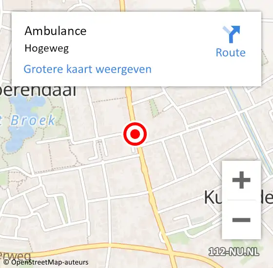 Locatie op kaart van de 112 melding: Ambulance Hogeweg op 21 augustus 2017 12:53