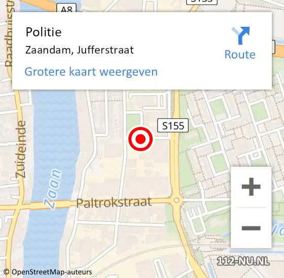 Locatie op kaart van de 112 melding: Politie Zaandam, Jufferstraat op 21 augustus 2017 13:01