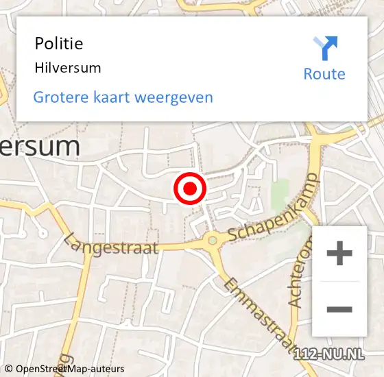 Locatie op kaart van de 112 melding: Politie Hilversum op 21 augustus 2017 13:20