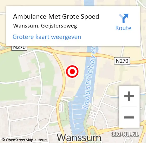 Locatie op kaart van de 112 melding: Ambulance Met Grote Spoed Naar Wanssum, Geijsterseweg op 21 augustus 2017 13:37