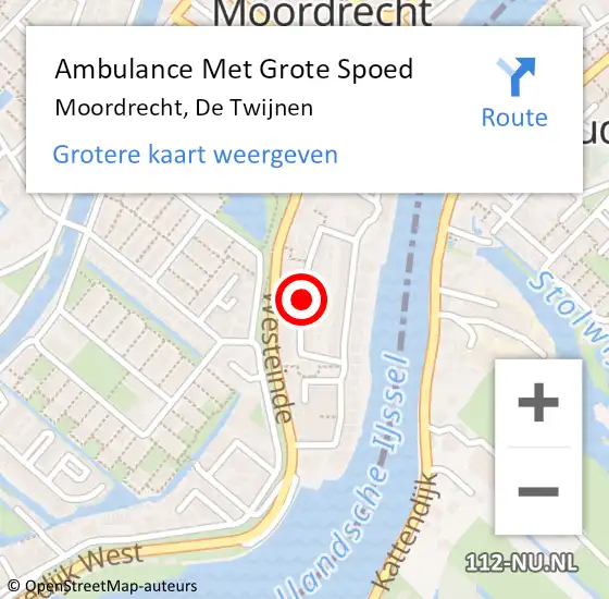 Locatie op kaart van de 112 melding: Ambulance Met Grote Spoed Naar Moordrecht, De Twijnen op 21 augustus 2017 13:44