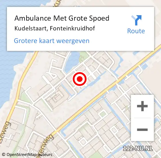 Locatie op kaart van de 112 melding: Ambulance Met Grote Spoed Naar Kudelstaart, Fonteinkruidhof op 21 augustus 2017 13:45