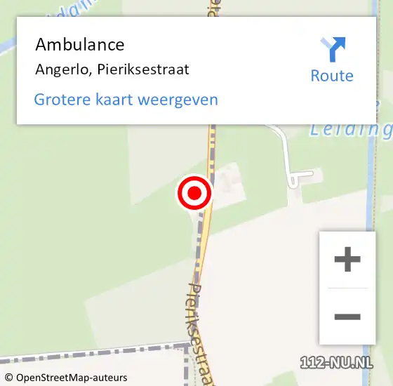 Locatie op kaart van de 112 melding: Ambulance Angerlo, Pieriksestraat op 21 augustus 2017 14:00