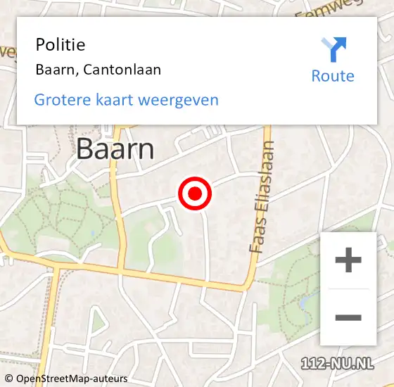 Locatie op kaart van de 112 melding: Politie Baarn, Cantonlaan op 21 augustus 2017 14:12