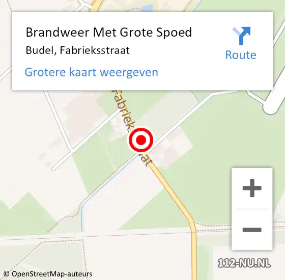 Locatie op kaart van de 112 melding: Brandweer Met Grote Spoed Naar Budel, Fabrieksstraat op 21 augustus 2017 15:18