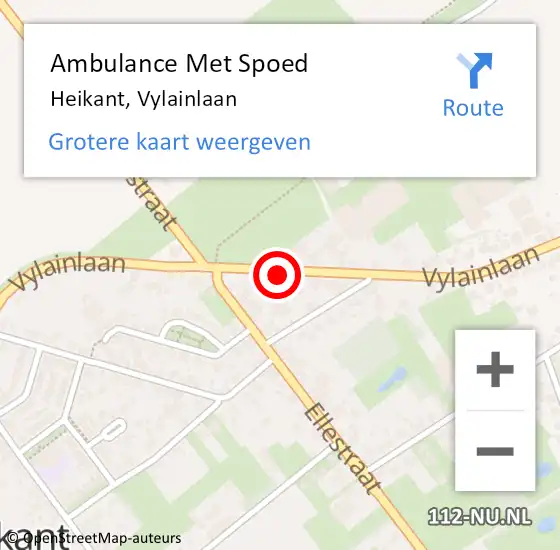 Locatie op kaart van de 112 melding: Ambulance Met Spoed Naar Heikant, Vylainlaan op 21 augustus 2017 15:28