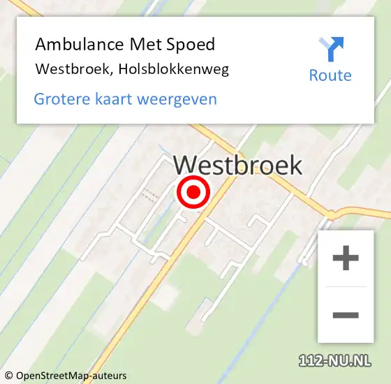 Locatie op kaart van de 112 melding: Ambulance Met Spoed Naar Westbroek, Holsblokkenweg op 21 augustus 2017 15:58