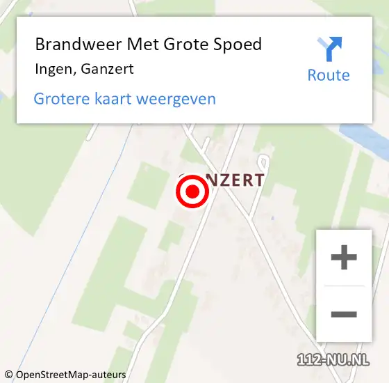 Locatie op kaart van de 112 melding: Brandweer Met Grote Spoed Naar Ingen, Ganzert op 21 augustus 2017 16:13