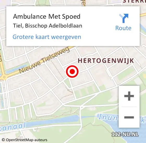 Locatie op kaart van de 112 melding: Ambulance Met Spoed Naar Tiel, Bisschop Adelboldlaan op 21 augustus 2017 16:17