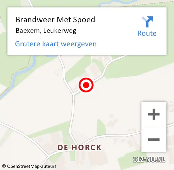 Locatie op kaart van de 112 melding: Brandweer Met Spoed Naar Baexem, Leukerweg op 21 augustus 2017 16:36