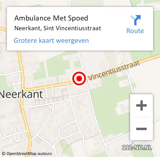 Locatie op kaart van de 112 melding: Ambulance Met Spoed Naar Neerkant, Sint Vincentiusstraat op 21 augustus 2017 16:57