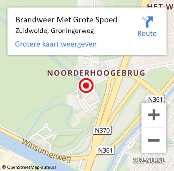 Locatie op kaart van de 112 melding: Brandweer Met Grote Spoed Naar Zuidwolde, Groningerweg op 21 augustus 2017 17:03