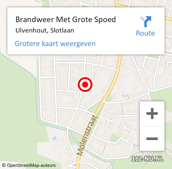 Locatie op kaart van de 112 melding: Brandweer Met Grote Spoed Naar Ulvenhout, Slotlaan op 21 augustus 2017 17:04