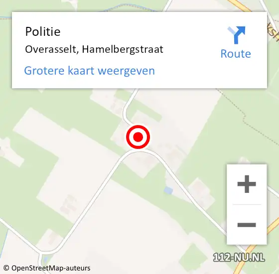 Locatie op kaart van de 112 melding: Politie Overasselt, Hamelbergstraat op 21 augustus 2017 18:04
