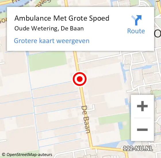 Locatie op kaart van de 112 melding: Ambulance Met Grote Spoed Naar Oude Wetering, De Baan op 21 augustus 2017 18:07