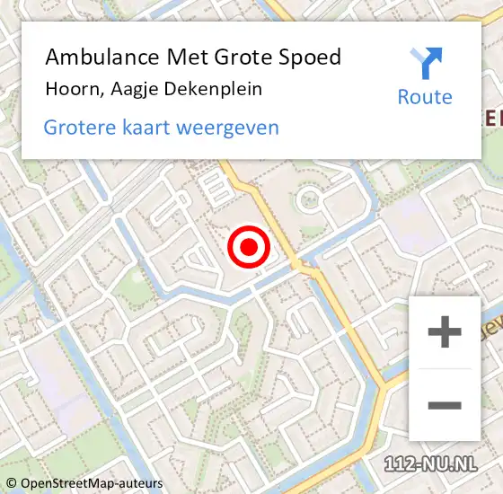 Locatie op kaart van de 112 melding: Ambulance Met Grote Spoed Naar Hoorn, Aagje Dekenplein op 21 augustus 2017 18:07