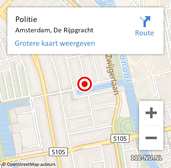 Locatie op kaart van de 112 melding: Politie Amsterdam, De Rijpgracht op 21 augustus 2017 18:12