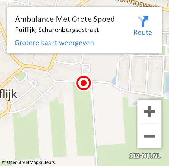 Locatie op kaart van de 112 melding: Ambulance Met Grote Spoed Naar Puiflijk, Scharenburgsestraat op 21 augustus 2017 18:23