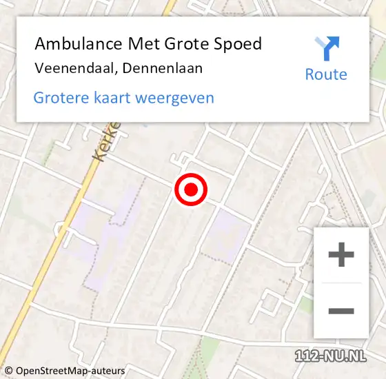 Locatie op kaart van de 112 melding: Ambulance Met Grote Spoed Naar Veenendaal, Dennenlaan op 21 augustus 2017 18:26