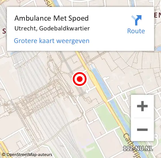 Locatie op kaart van de 112 melding: Ambulance Met Spoed Naar Utrecht, Godebaldkwartier op 21 augustus 2017 18:48