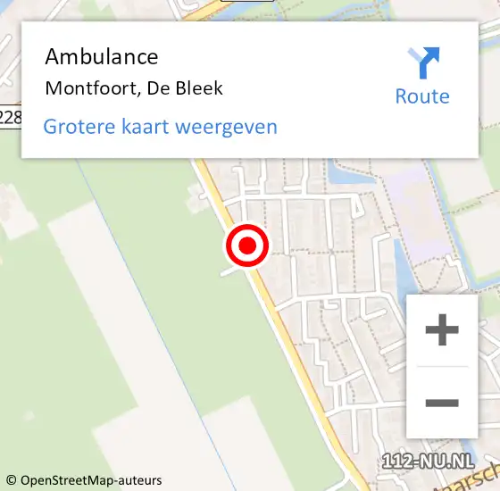 Locatie op kaart van de 112 melding: Ambulance Montfoort, De Bleek op 21 augustus 2017 19:25