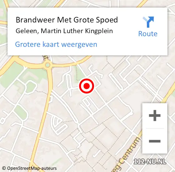 Locatie op kaart van de 112 melding: Brandweer Met Grote Spoed Naar Geleen, Martin Luther Kingplein op 21 augustus 2017 20:19