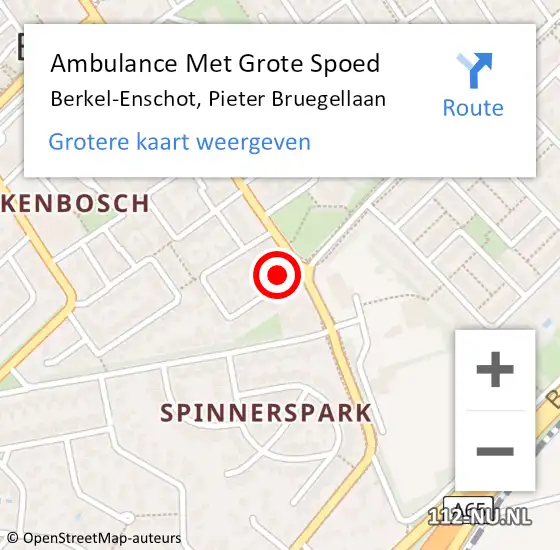 Locatie op kaart van de 112 melding: Ambulance Met Grote Spoed Naar Berkel-Enschot, Pieter Bruegellaan op 21 augustus 2017 20:44