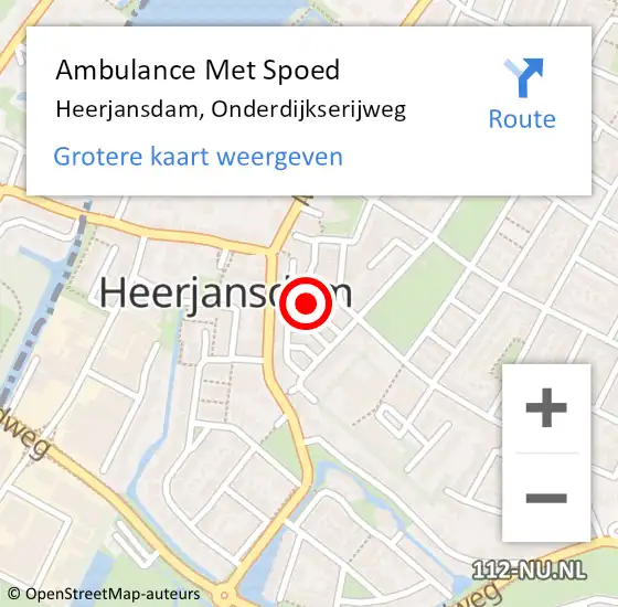 Locatie op kaart van de 112 melding: Ambulance Met Spoed Naar Heerjansdam, Onderdijkserijweg op 21 augustus 2017 21:22