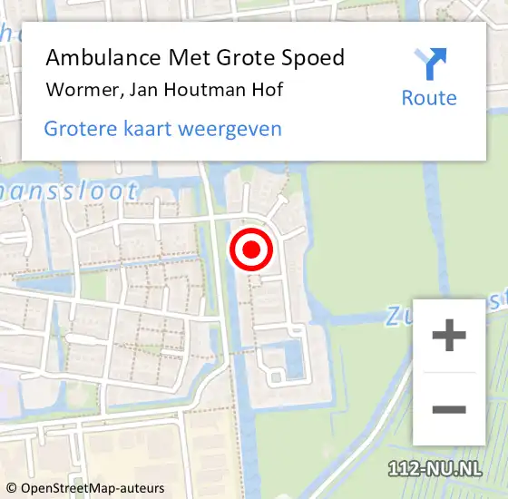 Locatie op kaart van de 112 melding: Ambulance Met Grote Spoed Naar Wormer, Jan Houtman Hof op 21 augustus 2017 21:34